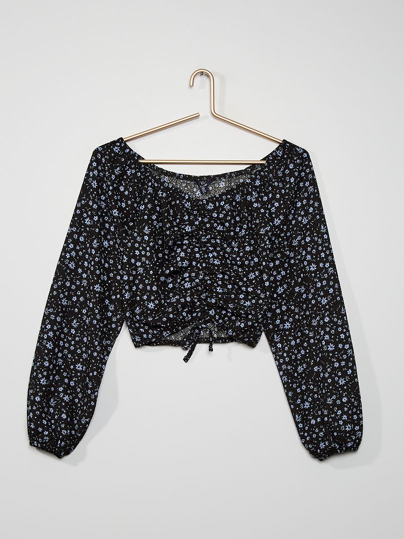 Blusa Con Cuello Cuadrado Negro Kiabi