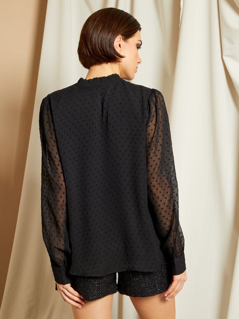 Blusa De Plumeti Negro Kiabi