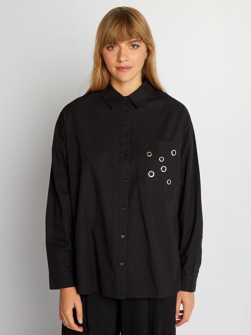 Blusa De Popelina Negro Kiabi