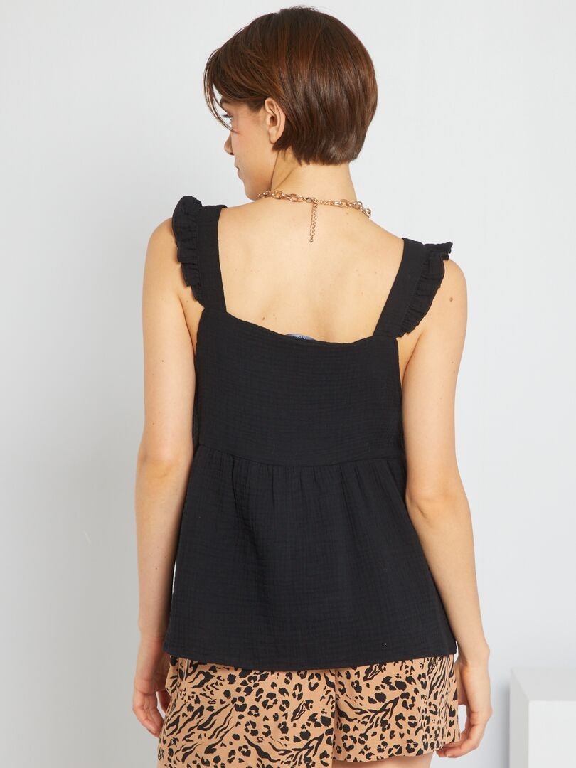 Blusa De Punto Gofrado Negro Kiabi