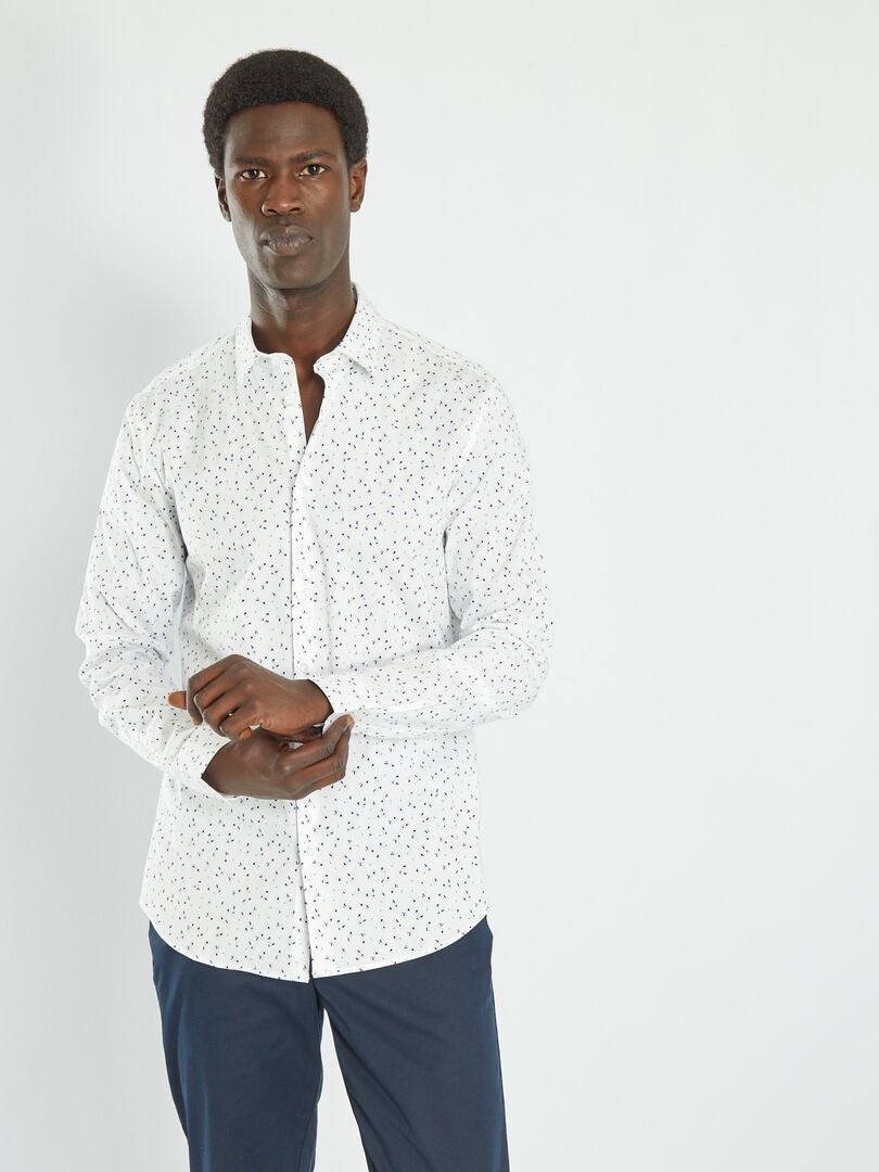 Camisa Slim Con Motivos Blanco Kiabi