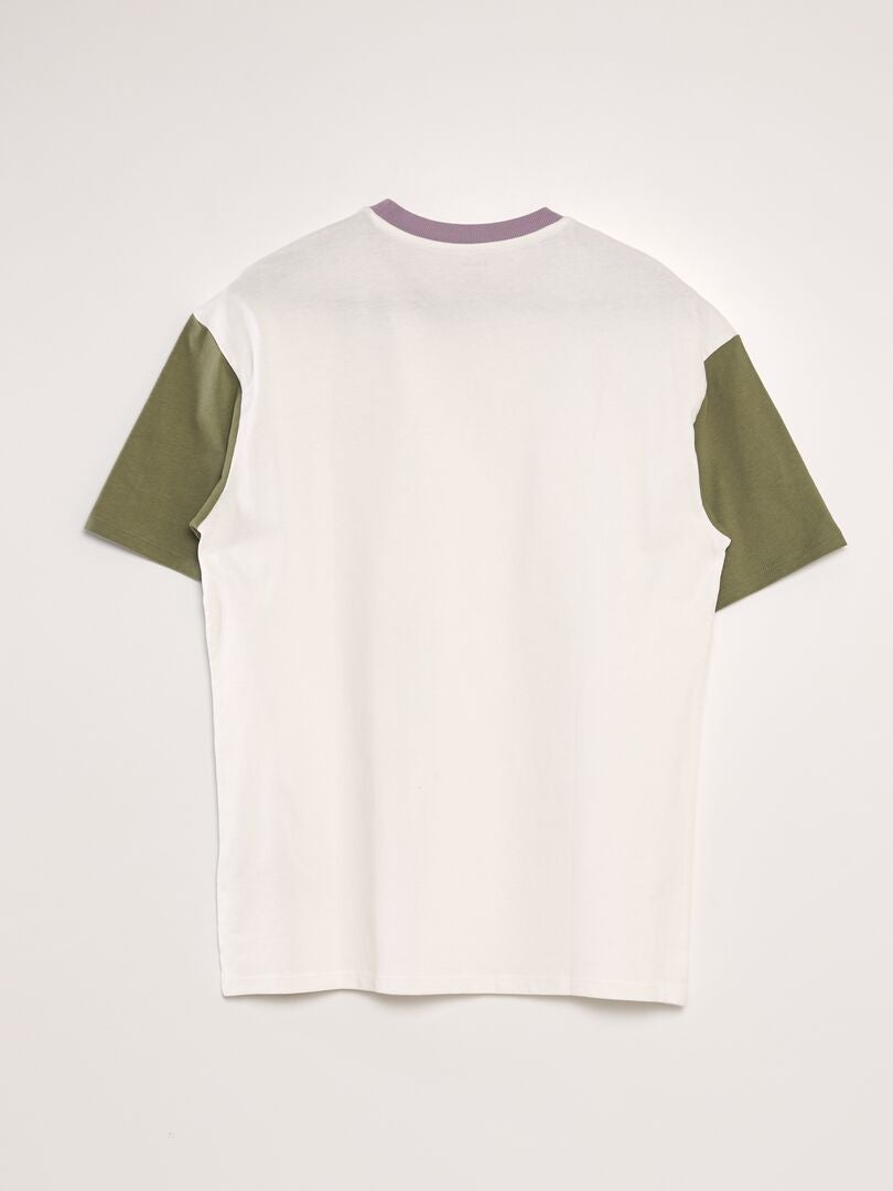 Camiseta Colorblock Con Cuello Redondo Verde Kiabi