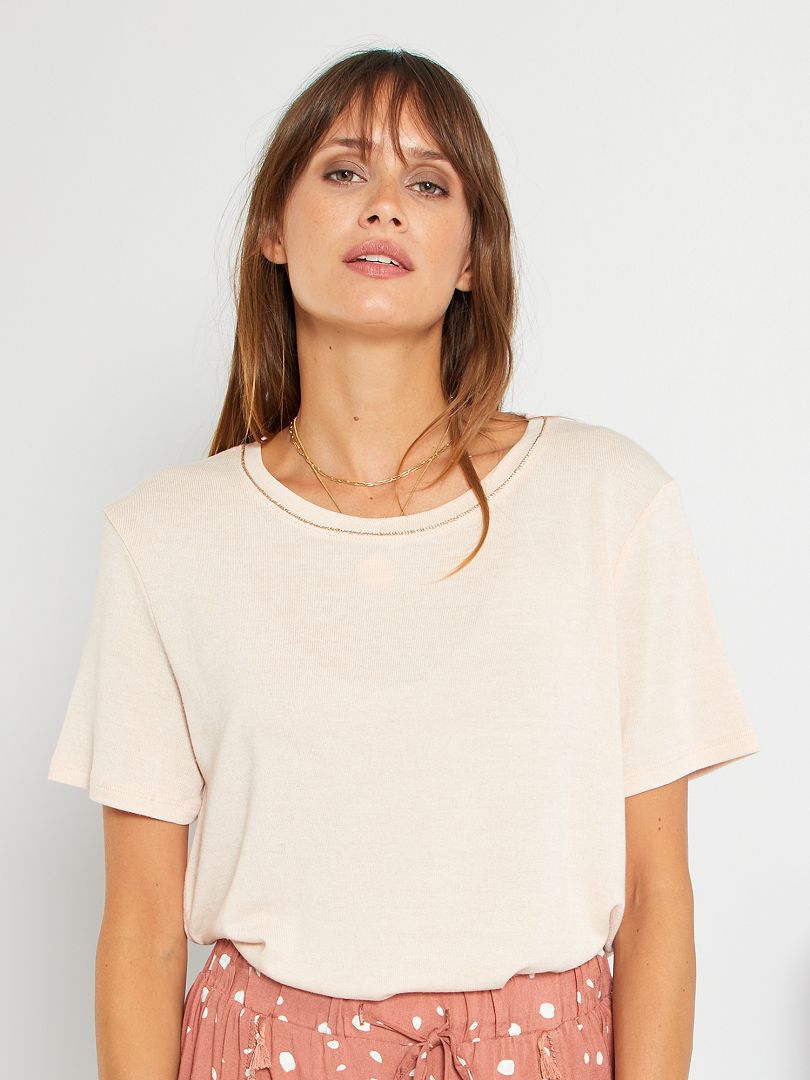 Camiseta Con Lino BEIGE Kiabi 10 00