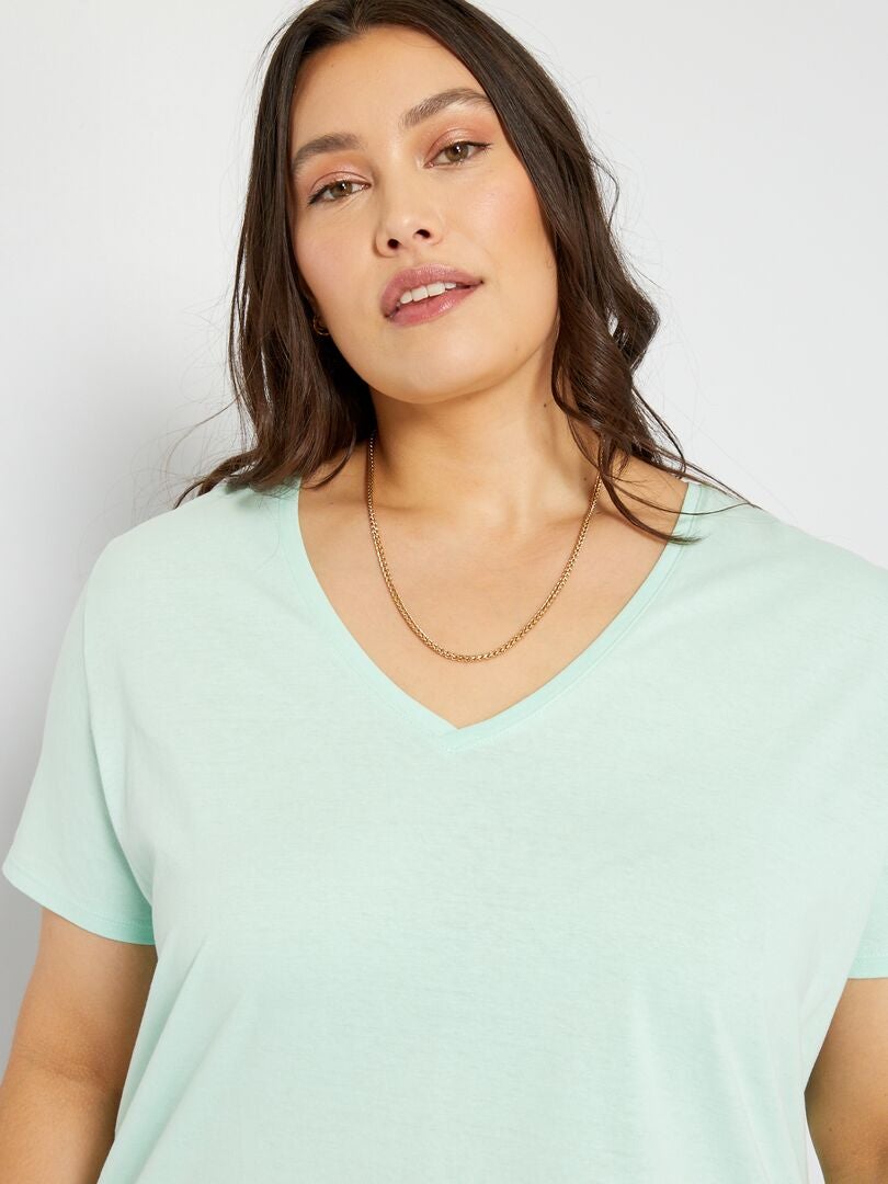 Camiseta De Punto Con Cuello De Pico VERDE Kiabi 6 00