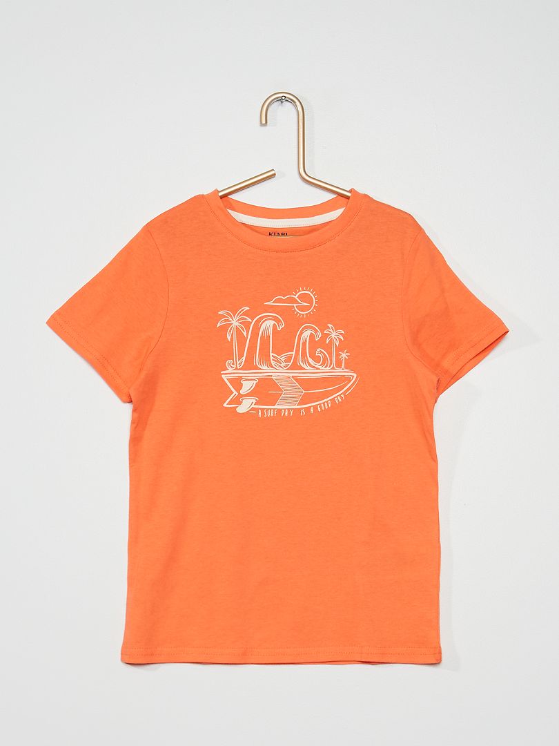 Camiseta Estampada Naranja Kiabi