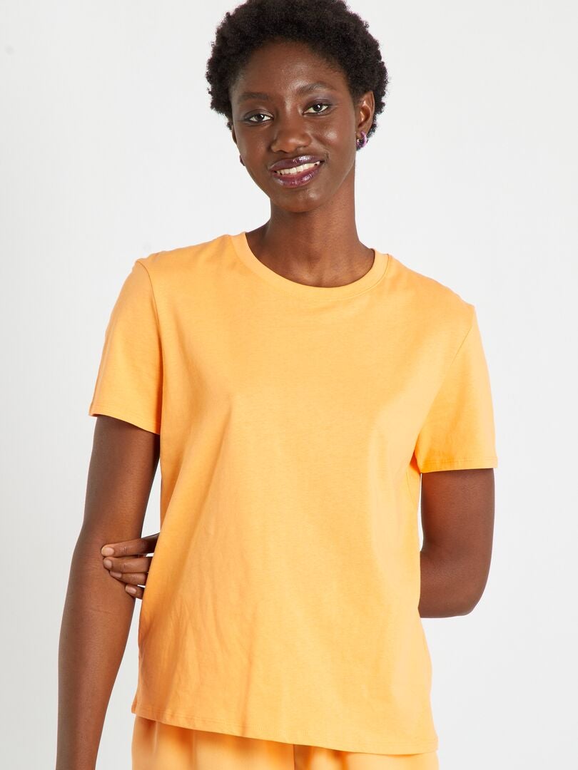 Camiseta Lisa De Punto Naranja Albaricoque Kiabi