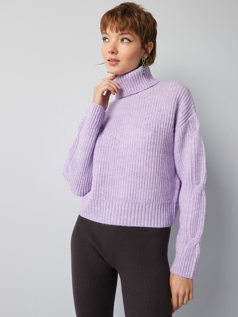 Jersey De Punto Con Cuello Vuelto Purpura Kiabi