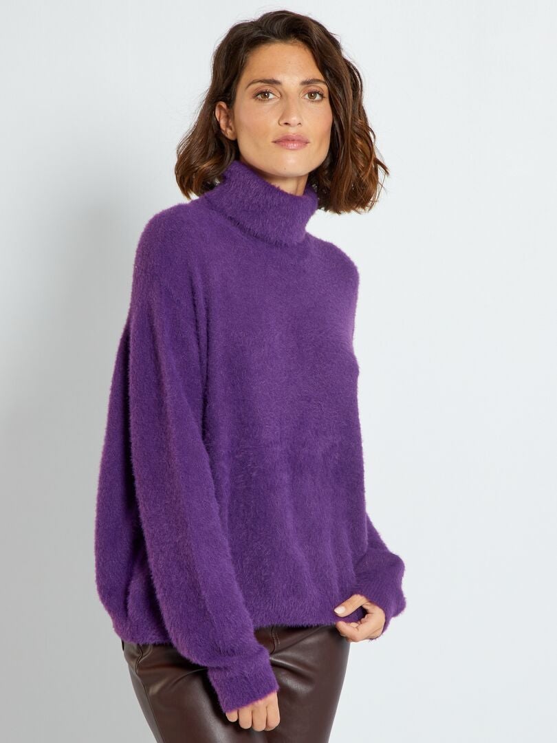 Jersey De Punto De Pelo Con Cuello Vuelto PURPURA Kiabi 20 00