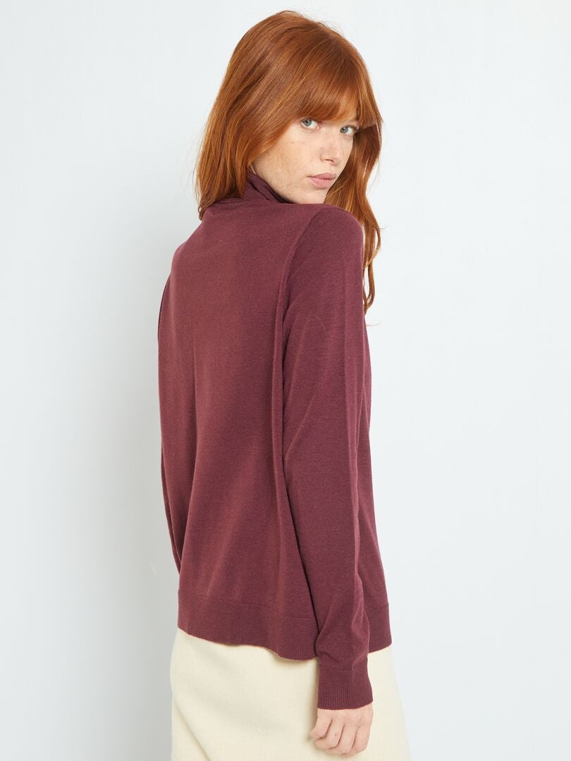 Jersey De Punto Fino Con Cuello Vuelto Rojo Kiabi