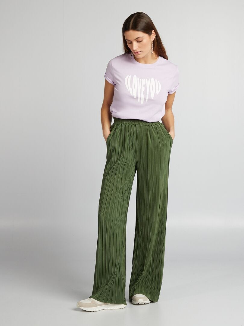 Pantalón de punto plisado con cintura elástica VERDE Kiabi 18 00