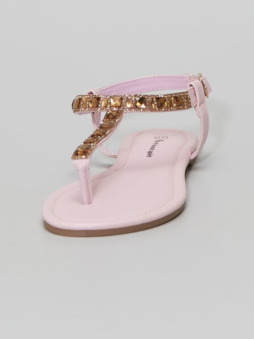 Sandalias Planas Con Strass Rosa Kiabi 16 00