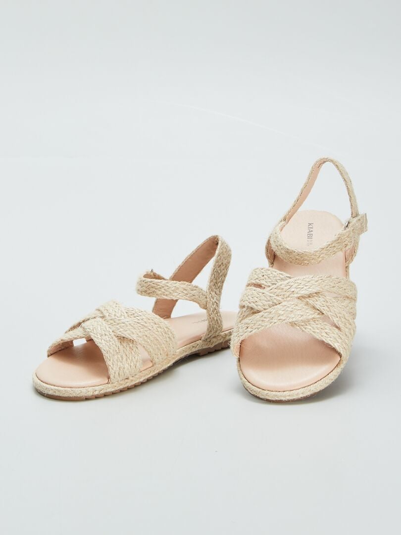 Sandalias Planas Estilo Esparto Beige Kiabi