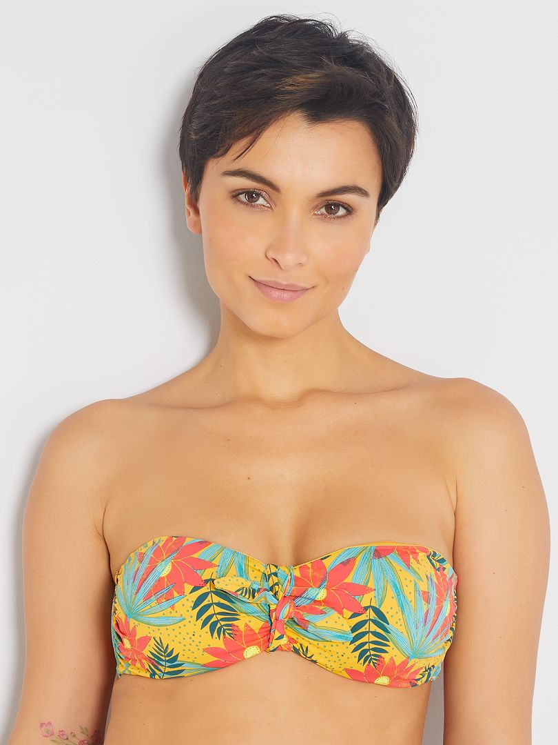 Sujetador De Bikini Bandeau Estampado Naranja Kiabi