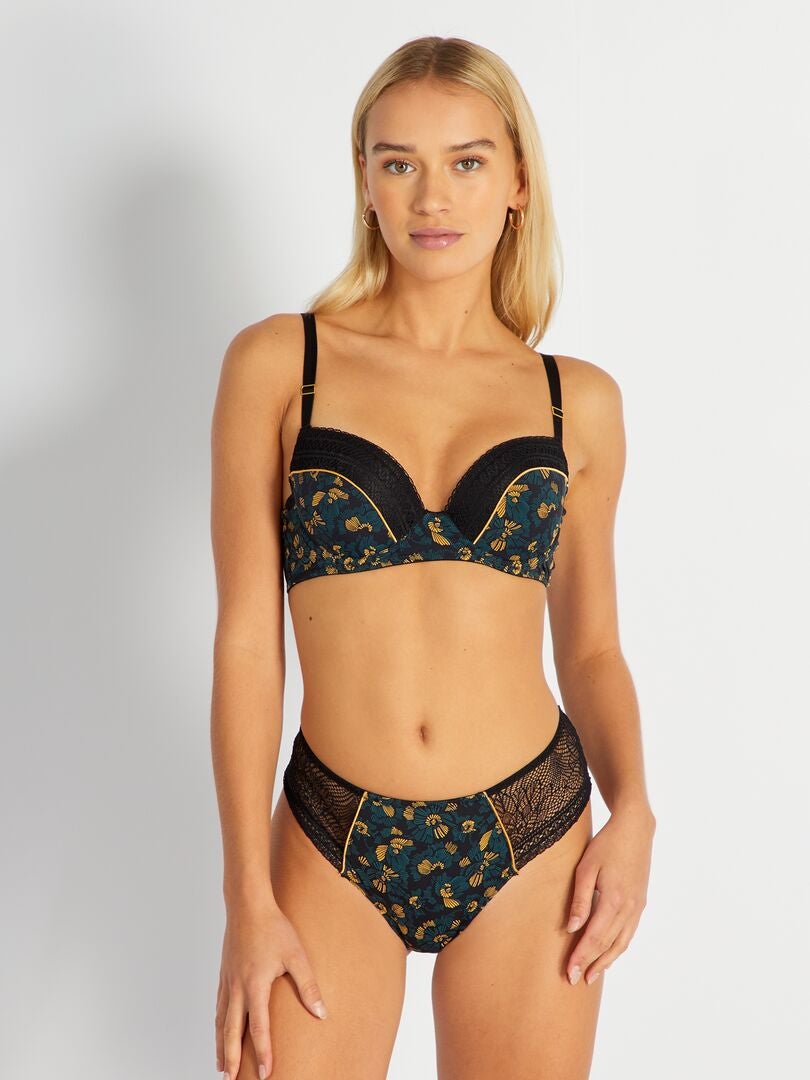 Sujetador Estampado Con Foam Envie De Lingerie Negro Kiabi