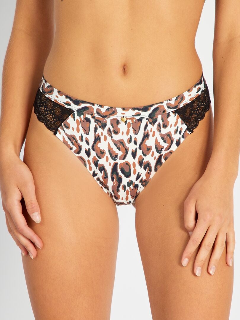 Tanga Con Estampado De Leopardo Mojito Lingerie BLANCO Kiabi 9 00