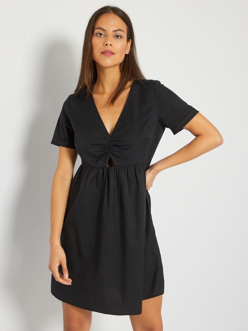 Vestido Corto De Lyocell Negro Kiabi