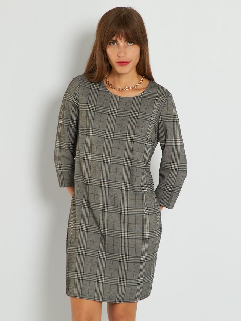 Vestido Recto Con Motivo De Jacquard Gris Kiabi