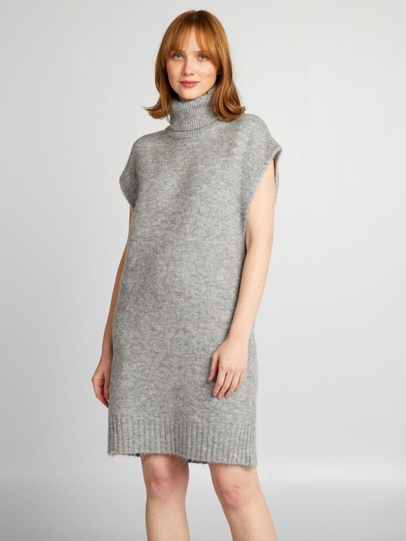 Vestido Tipo Jersey De Cuello Vuelto Gris Kiabi