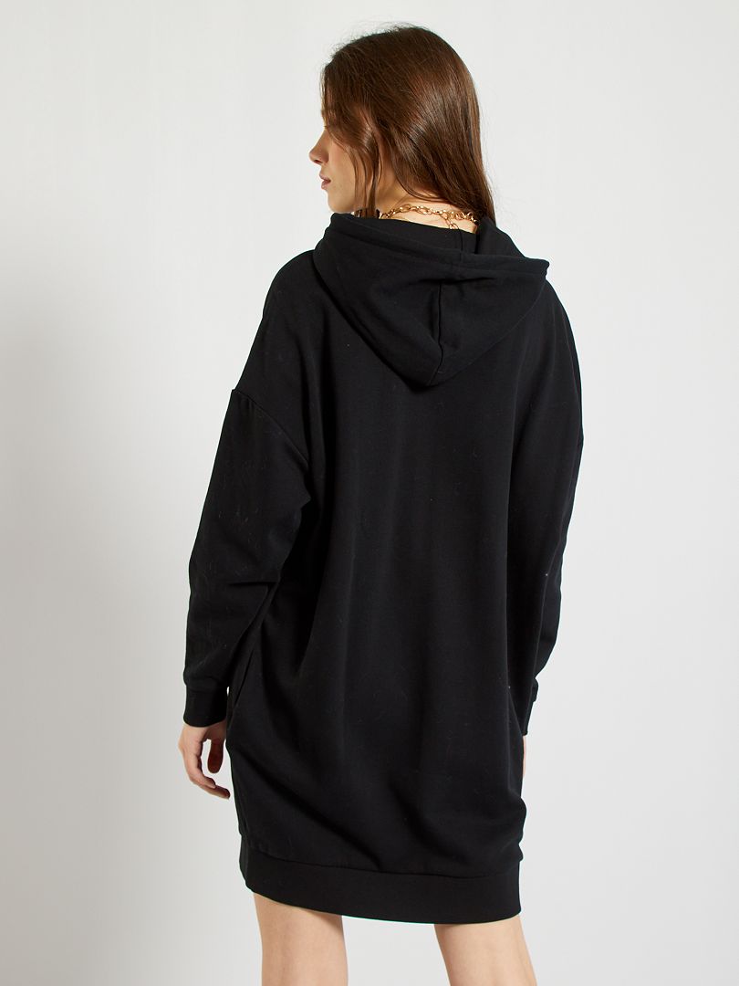 Vestido Tipo Sudadera Con Capucha Negro Kiabi