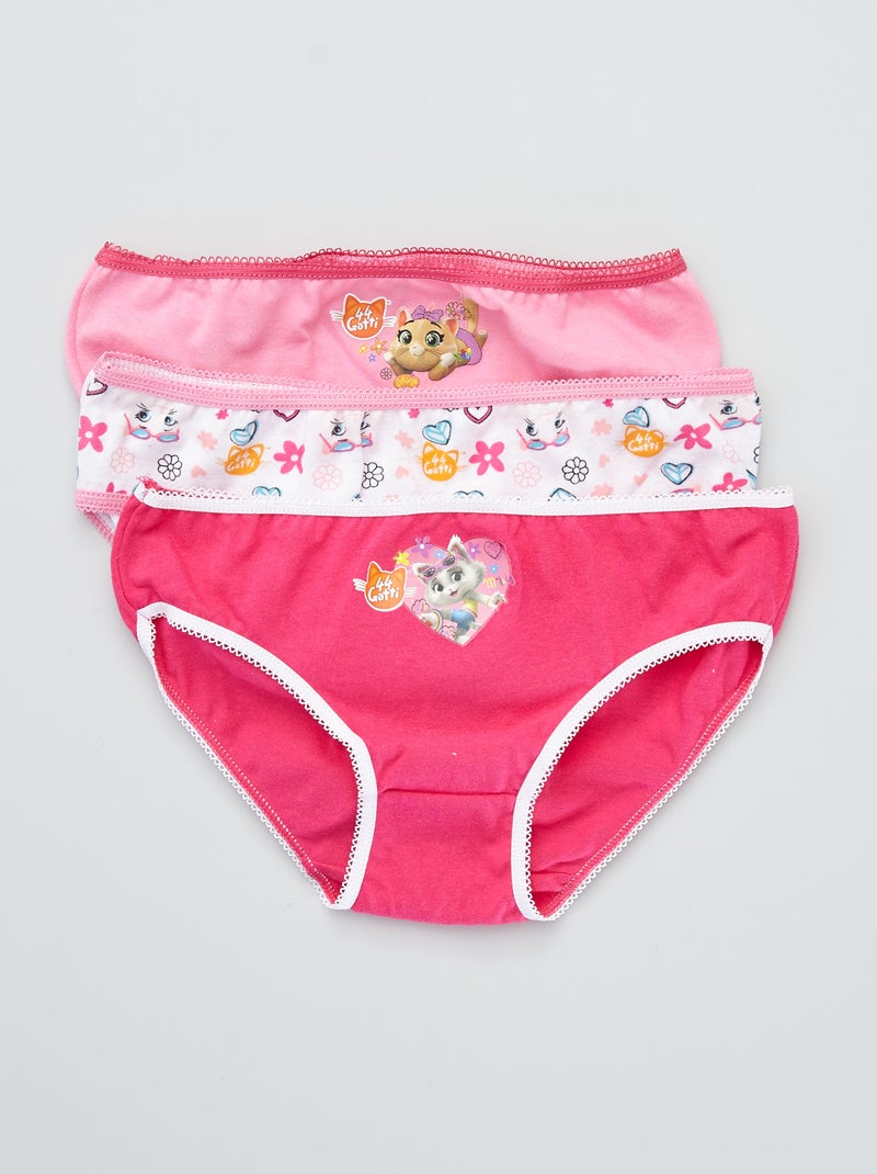 - Pack de 3 braguitas '44 Gatti' ROSA - Kiabi