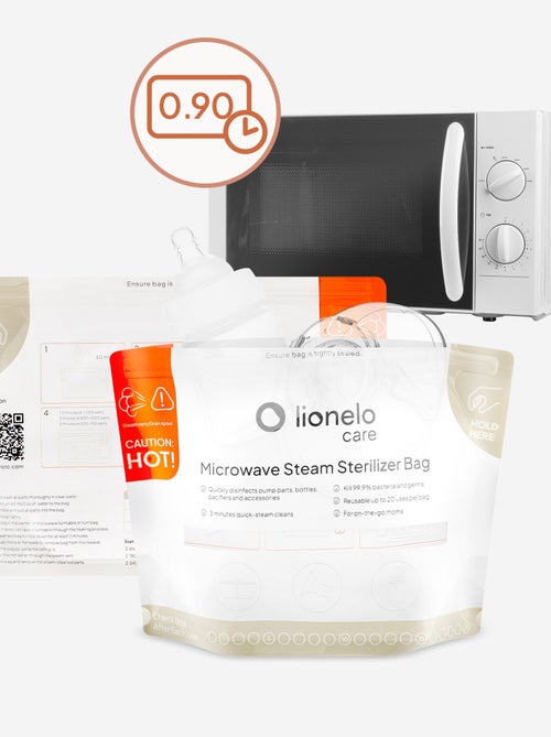 16 bolsas esterilizadoras reutilizables LIONELO - Aptas para microondas - Para biberones y accesorio - Kiabi 16 bolsas esterilizadoras reutilizables LIONELO - Aptas para microondas - Para biberones y accesorio - Kiabi