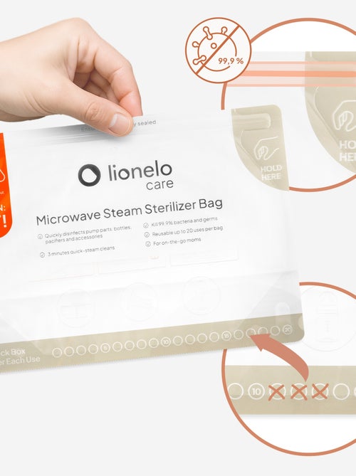 16 bolsas esterilizadoras reutilizables LIONELO - Aptas para microondas - Para biberones y accesorio - Kiabi 16 bolsas esterilizadoras reutilizables LIONELO - Aptas para microondas - Para biberones y accesorio - Kiabi