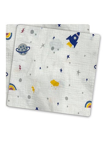 2 arrullos de gasa de algodón Cosmos Les Chatounets