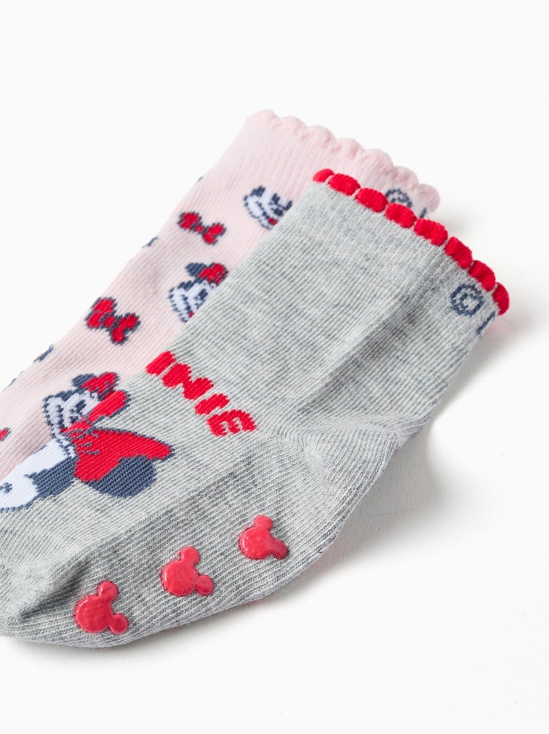 2 calcetines antideslizantes Minnie Gris rosa - Kiabi