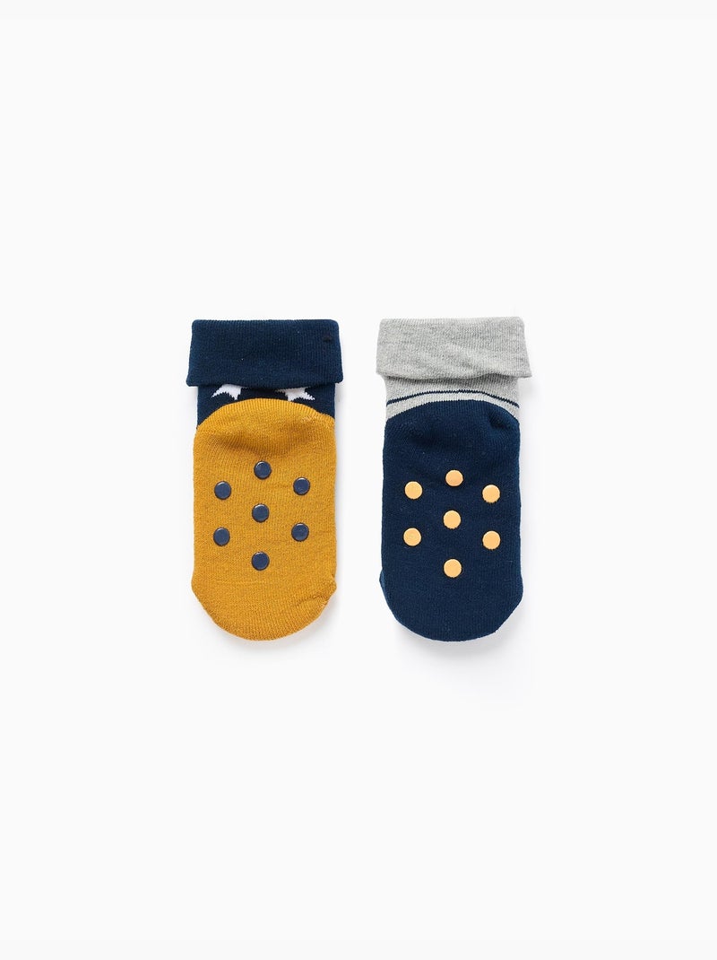 2 calcetines gruesos antideslizantes con motivo Azul gris - Kiabi