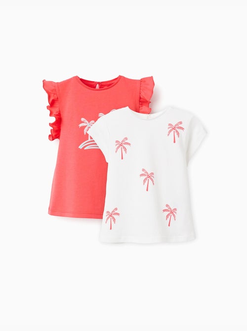 2 camisetas de algodón con palmeras estampadas - Kiabi