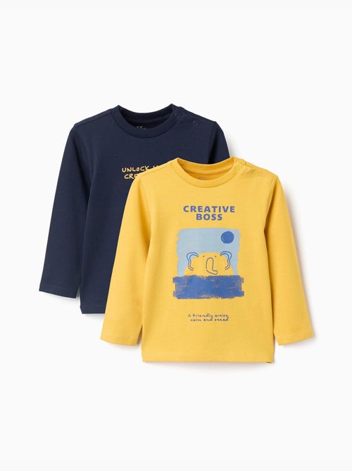 2 camisetas de manga larga con estampados - Kiabi