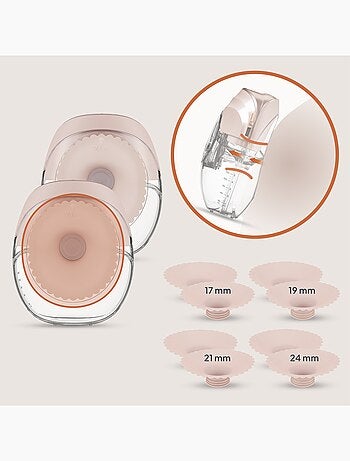 2 extractores de leche manos libres LIONELO Fidi Free Slim - Discretos - 150 ml - 4 tamaños - 3 h de