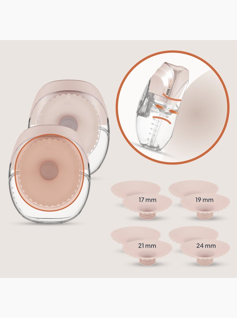 2 extractores de leche manos libres LIONELO Fidi Free Slim - Discretos - 150 ml - 4 tamaños - 3 h de Transparente - Kiabi