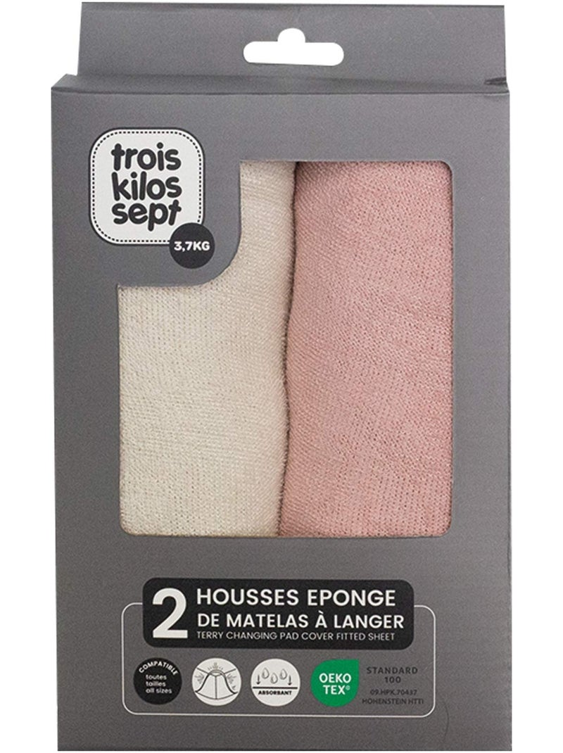 2 fundas de cambiador pack 2 colores Rosa pálido - Kiabi
