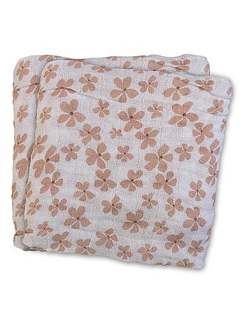 2 mantas de muselina de gasa de algodón con estampado floral de Les Chatounets