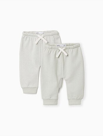 2 pantalones de algodón lisos/a rayas