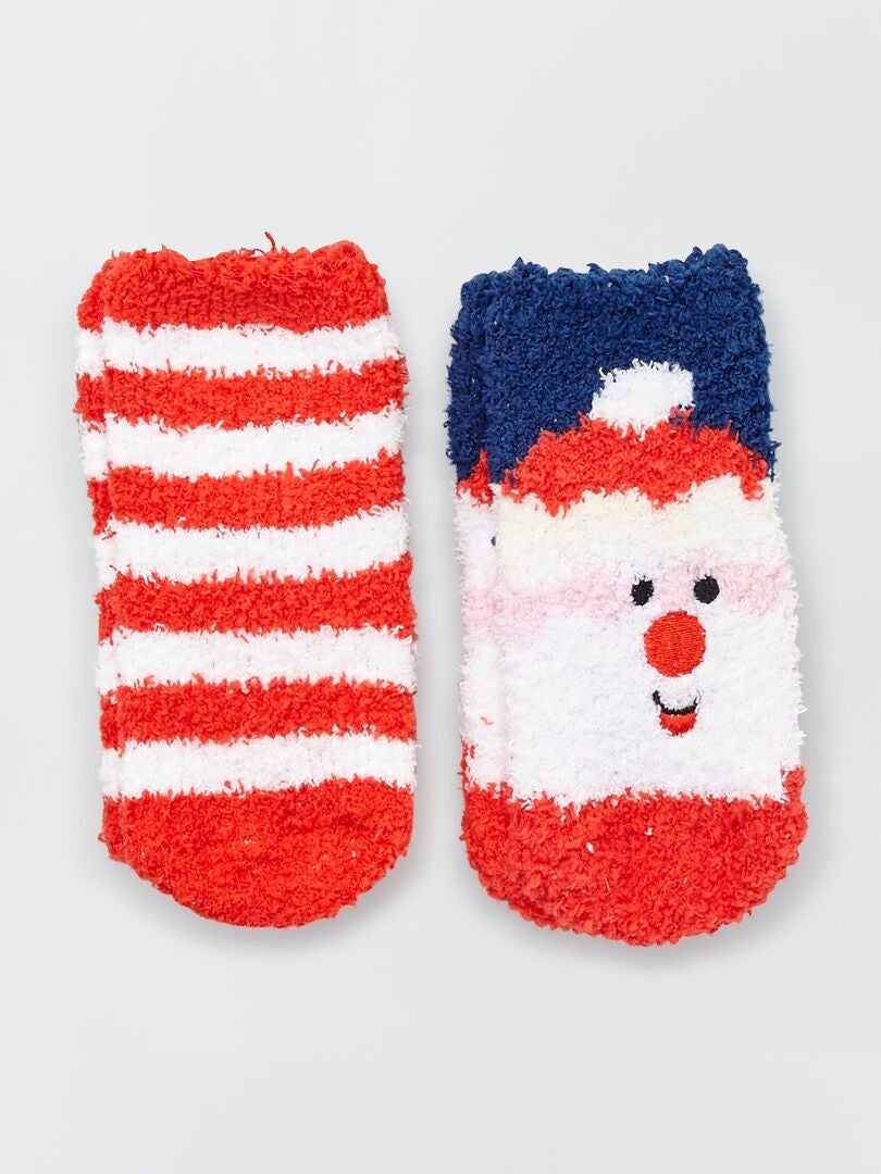2 pares de calcetines de Navidad rojo/blanco - Kiabi