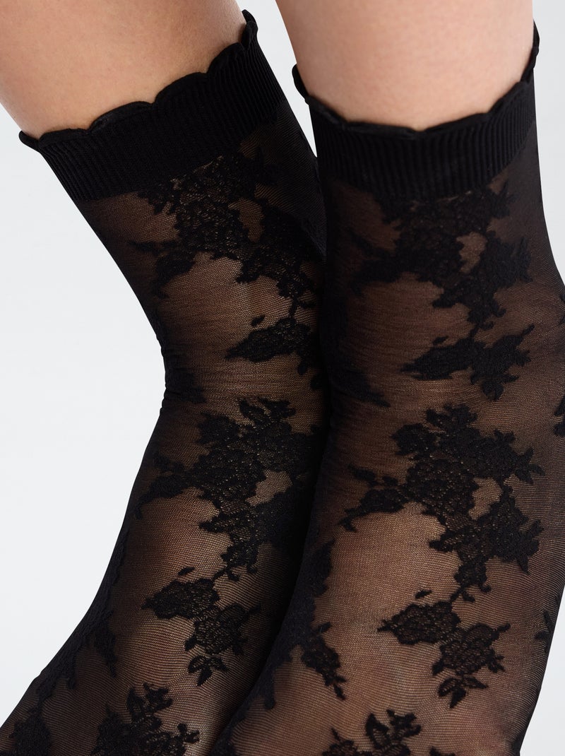 2 pares de calcetines tobilleros de encaje Negro - Kiabi