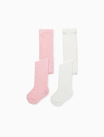 2 pares de leotardos acanalados/jacquard