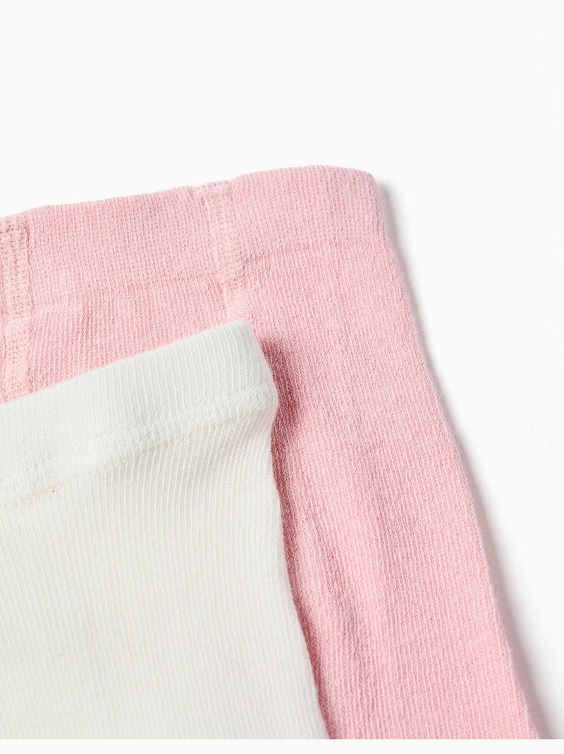 2 pares de leotardos acanalados/jacquard Blanco Rosa - Kiabi