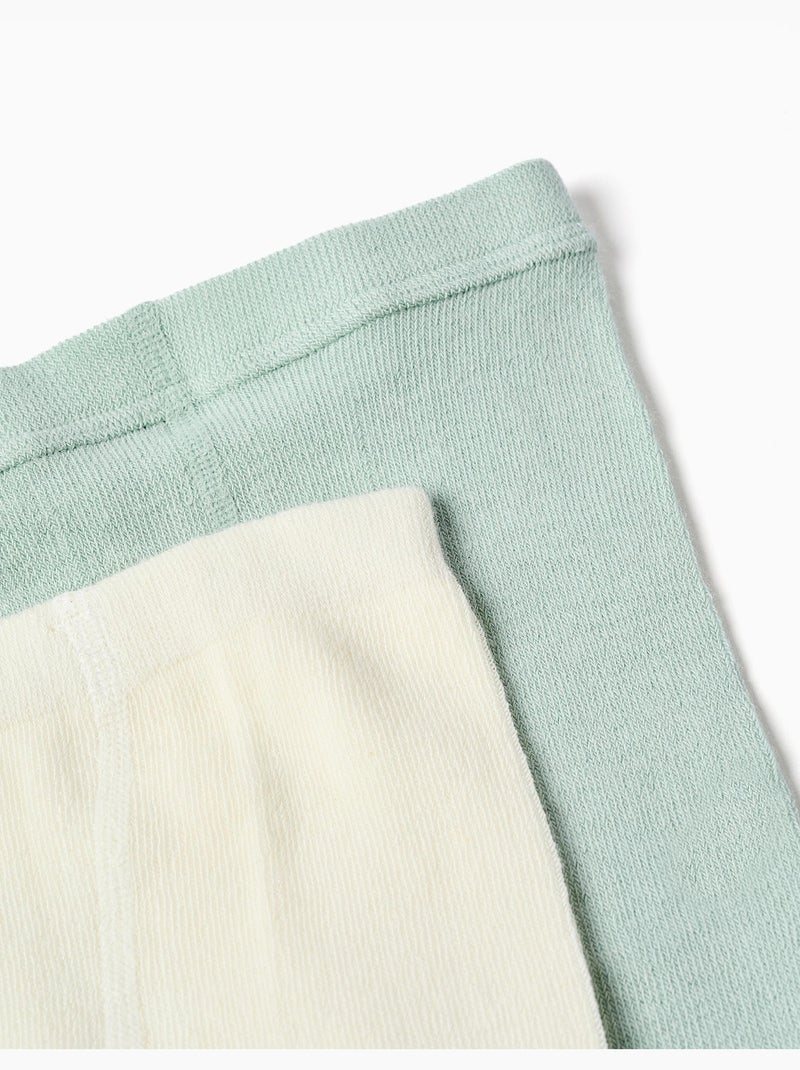 2 pares de leotardos acanalados/jacquard Blanco Verde - Kiabi