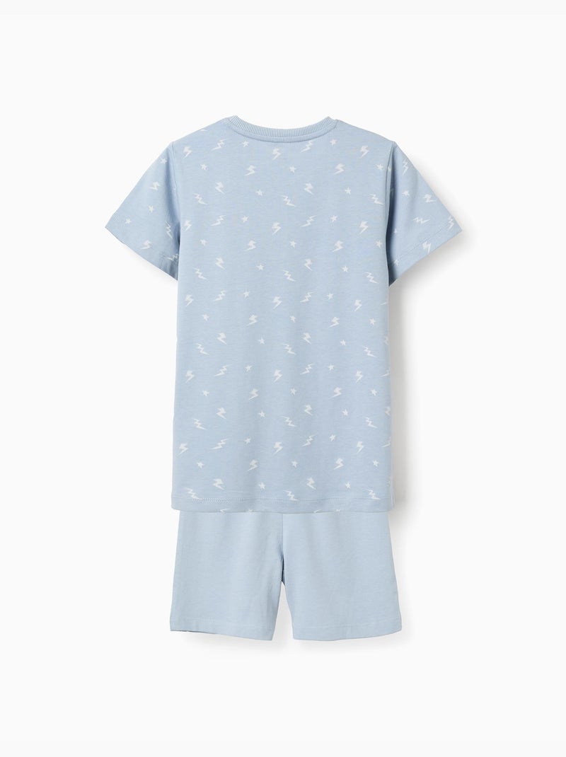 2 pijamas cortos/largos de algodón con estampados Azul Blanco - Kiabi
