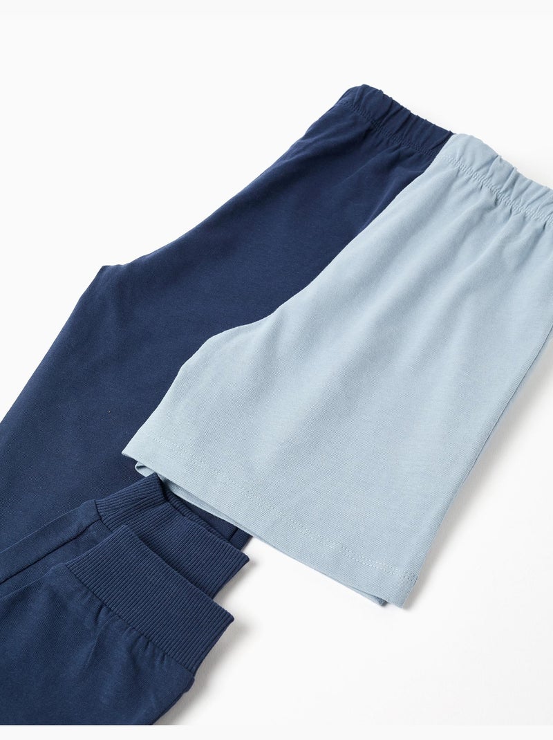 2 pijamas cortos/largos de algodón con estampados Azul Blanco - Kiabi
