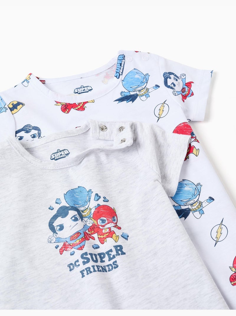 2 pijamas peleles de algodón con Super Friends Blanco/Rojo - Kiabi