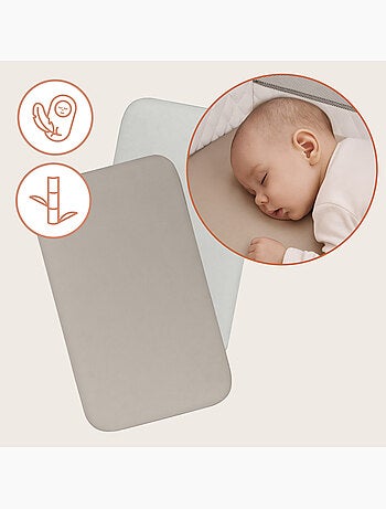 2 sábanas ajustables de bambú para cuna de bebé - LIONELO - Colecho y cuna - 80 x 40 cm - Universal