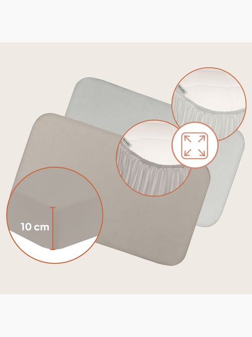 2 sábanas ajustables de bambú para cuna de bebé - LIONELO - Colecho y cuna - 80 x 40 cm - Universal - Kiabi