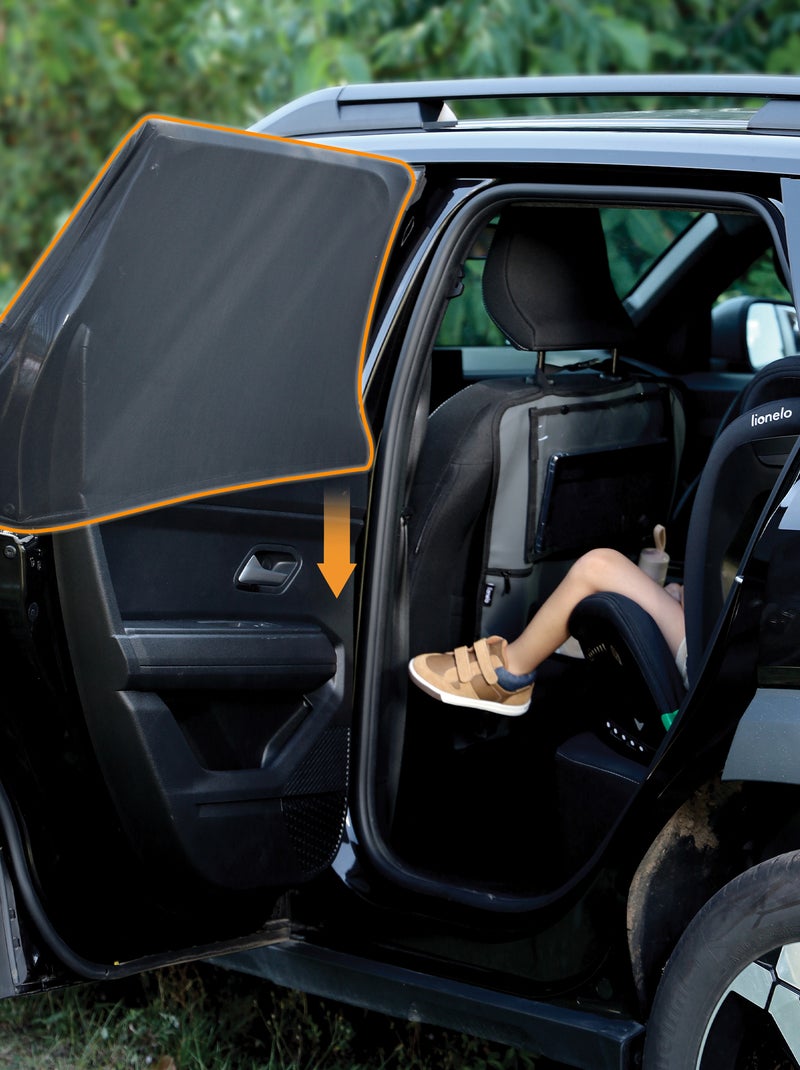 2 x Parasoles para coche LIONELO 65x100 cm - Cubre el 100% de la ventana - Universal - Protección UV Negro - Kiabi