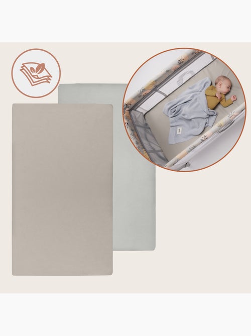 2 x Sábanas Ajustables de Bambú para Cuna - LIONELO - Cuna de Viaje - 120 x 60 cm - Universal - Kiabi 2 x Sábanas Ajustables de Bambú para Cuna - LIONELO - Cuna de Viaje - 120 x 60 cm - Universal - Kiabi