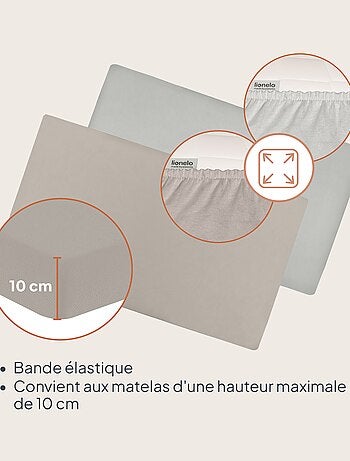 2 x Sábanas Ajustables de Bambú para Cuna - LIONELO - Cuna de Viaje - 120 x 60 cm - Universal