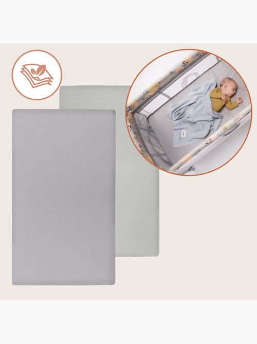2 x Sábanas Ajustables de Bambú para Cuna - LIONELO - Cuna de Viaje - 120 x 60 cm - Universal - Kiabi 2 x Sábanas Ajustables de Bambú para Cuna - LIONELO - Cuna de Viaje - 120 x 60 cm - Universal - Kiabi